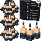 150 Sets Car Diffuser Bottles Empty Bulk Hanging Car Air Freshener Diffuser Bottles Bulk Glass Perfume Holder with Instruction Cards for Essential Oil Fragrance Pendant(Square,Black)