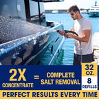 Concentrated Salt Remover Flush Kit + Corrosion Protection – Made in USA | Salt Cleaner Ideal for Boats, Cars, Marine Engine & Outboard Motor Flush, Washes Salt Away from Vehicles, & Trailers | 32 oz