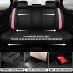 otoez Car Seat Covers Full Set, 5 Seat Pink Leather Seat Cover for Car, Waterproof Automotive Front and Back Seat Protectors for Most Sedens Trucks SUVs, Black & Pink
