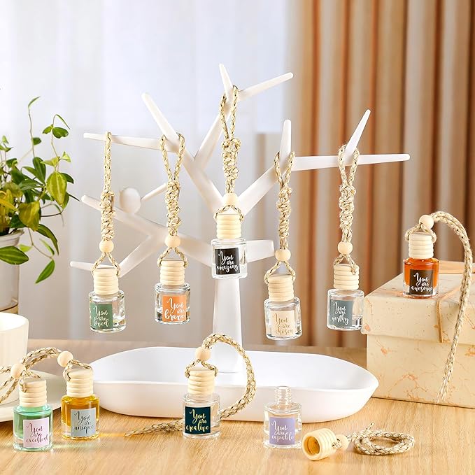 20 Pcs Inspirational Gifts Bulk Empty Glass Car Air Freshener Diffuser Hanging Employee Appreciation Thank You Gifts for Staff Coworker Office Nurse Teacher Volunteer Hanging Decor