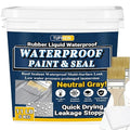 Rubber Liquid Waterproof Sealant, TUFINEIN 11 LB/5 KG Neutral Gray Quick Drying Multi Surface Foundation Leak Repair - Roof Gutters Basement Sealer Waterproof - Indoor & Outdoor Flexible Rubber Paint