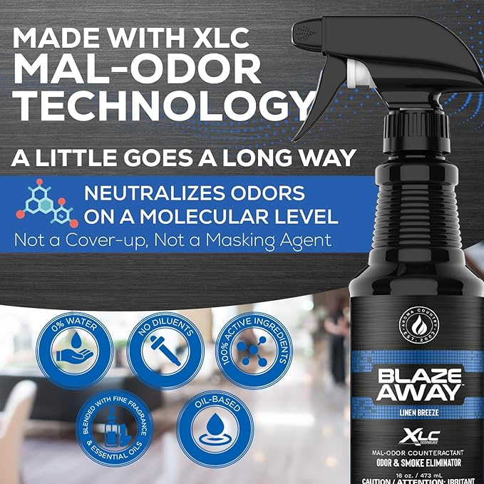 Blaze Away Commercial Air Freshener & Odor Eliminator for Strong Odor - Industrial-Grade Room Spray & Room Deodorizer for Home, Car, Smoke & Pet Odors - Long-Lasting Odor Absorber, Room Fresheners