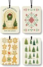 Vintage Christmas Berry Car Air Freshener 4 Pcs, Retro Christmas Snowflake Gingerbread Xmas Tree Hanging Air Freshener for Cars Closet Drawer Books, Xmas Car Accessories Mirror Decor for Women