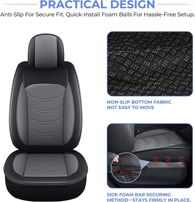 1:1 Custom Car Seat Covers Fit for Toyota RAV4 2019 2020 2021 2022 2023 2024 2025 2026 LE/XLE/XLE Premium/Limited (NOT for Hybrid) Full Set Faux Leather Waterproof Seat Protectors(5-Seat, Black&Grey)