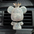 Cute Car Accessories, Bling Crystal Bear Car Air Freshener With Vent Clip,Rhinestone Aesthetic Car Decor Interior Decoration (SLIVER)