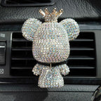 Cute Car Accessories, Bling Crystal Bear Car Air Freshener With Vent Clip,Rhinestone Aesthetic Car Decor Interior Decoration (SLIVER)