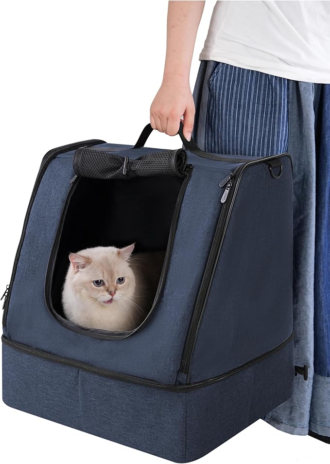 apollo walker Portable Cat Travel Litter Box with Zipped Waterproof Bag,No Collapse with Hard Base Insert at Bottom, No Leakage, No Smell, Easy to Carry, Easy to Use in Hotels