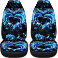 BIGCARJOB Neon Dolphin Car Seat Cover Set of 2 Pcs - Cute Dolphin Print Auto Interior Accessories, Vehicle Bucket Seat Protector, Front Seat Cushion Pads, Universal Fit