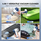 Car Vacuum Cleaner Cordless, 4 in 1 Portable Vacuum Cleaner 16000PA High Power Air Duster & Air Blower & Pump, Rechargeable Handheld Vacuum with Brushless Motor, Multi-Nozzles for Car, Home, Office