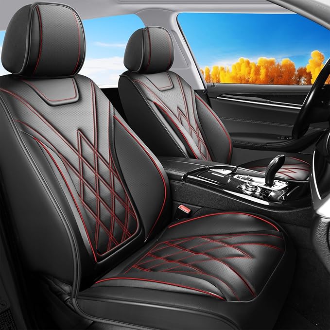 Fit TL Car Seat Covers for Acura TL 2004-2014 - Premium Leather, Waterproof, All-Weather, Airbag Compatible, Anti-Slip, Breathable, Easy Install, Seat Protectors, Full Set, Redline