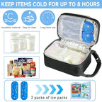 Breastmilk Cooler Travel bag with Ice Pack,Portable Breastmilk Cooler Bag with Buckle Handle,Insulated Breastmilk Storage Bag Cooler,Black