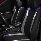 FH Group Car Seat Covers Premium Modernistic Flat Cloth Car Seat Covers Front Seats Only Purple Black, Airbag Compatible Universal Fit Interior Accessories Cars Trucks SUV Car Accessories Protector