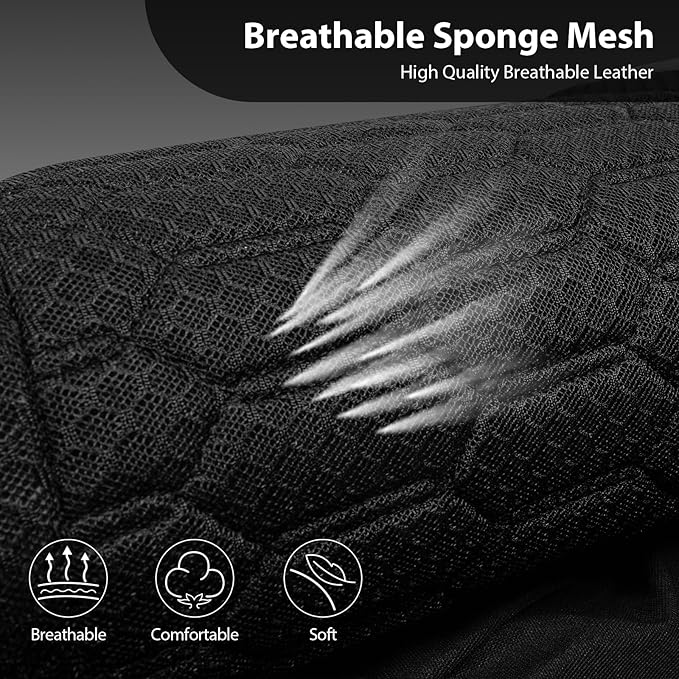 CAR PASS 3D Foam Mesh Leather Back Bench Car Seat Covers,Breathable Rear Seat Cover Universal Fit for Most Cars Sedans SUVs Vans Small Trucks 95% Automotive Backseat, Black