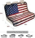 Back Seat Cover for Car Trucks Van SUV, Waterproof Rear Bench Towel Seat Covers for Dogs and Kids, Non-Slip Automotive Backseat Protector, Machine Washable (Bench Flag)
