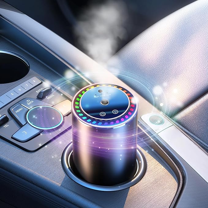 Smart Car Air Fresheners, New Smell Experience Car Freshener Essential Oil Diffuser, Adjustable Concentration, Auto On/Off, Built-in Battery, Each Bottle of Perfume Lasts 120 Days-Orange