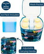 Sarah Wells Cold Gold Breastmilk Cooler Bag with Safety Tested Ice Pack – Insulated Milk Storage for Work, Travel & Daycare – Fits Bottles & Parts – Durable, Washable (Aquarelle)