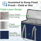 Creative Green Life XL Insulated Reusable Grocery Bags (2-Pack) - Premium Quality Cooler Bags with Hard Bottom Insert, Stands Upright, Washable
