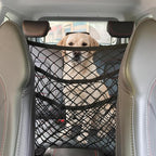 Dog Car Net Barrier for SUV Pet Barrier for Dog & Child Drive Safety Barrier with Mesh Pockets, Seat Back Net Bag Storage, Pouch Travel Accessory, Easy to Install