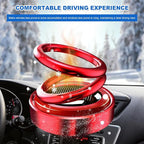 Solar Rotating Car Air Freshener, Solar Energy Refillable Car Dashboard Aromatherapy Ornament, Double Ring Fragrance Diffuser Decorative Accessories for Vehicle Home Office (Red)