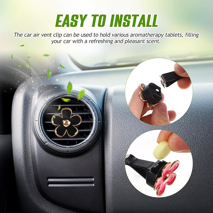 PartyKindom 6 Pcs Daisy Flower Car Air Freshener Clips Cute Aromatherapy Vent Clips for Women Multi-Functional Air Diffusers for Home and Auto