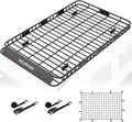 WILDROAD Roof Rack Cargo Basket, Upgraded 4” Fence Wide Car Roof Basket, 84"x 50"x 4" Universal Car Top Carrier Basket with Super Duty Bungee Cargo Net and Ratchet Straps Fits for SUV Truck Cars