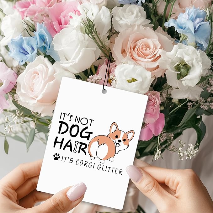 Mancheng-zi Funny Corgi Dog Car Air Freshener 3Pcs, Corgi Gifts for Lover Women Air Freshener Hanging for Cars Closet Drawer or Books, Cute Dog Car Accessories Mirror Decor for Women