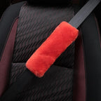 Soft & Cozy Australian Sheepskin Car Seat Belt Covers,2 Pack Fluffy Seatbelt Pads, Genunie Sheepskin Fur Shoulder Straps Cushions for Adults Kids Women and Men (Coral Haze)