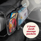 Lusso Gear Car Seat Protector - Waterproof Seat Protector & Non-Slip Backing - Waterproof Car Cover & Easy Clean-Up - Dual Mesh Storage Pockets & Travel Convenience - Gray