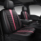 CAR PASS 3D Air Mesh Seat Covers for Car, Leather Car Seat Cover Front Seats, Breathable Foam Premium Leather Mesh Front Seat Covers Universal Fit for Cars Sedans Trucks Vans SUVs, Black Pink