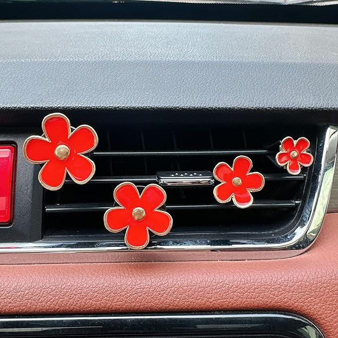 8pcs Cute Five-Petal Flower Car Air Vent Fragrance Clip Daisy Car Air Freshener Air Conditioning Outlet Clip Car Inter Decor (blue red, Ocean)