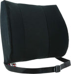 Core Products Sitback Rest Cushion Lumbar Support for Lower Back & Office Chair, Adjustable Strap Contoured Foam, Black - 13" x 14" x 5", Made in the USA