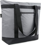 BeeGreen Cooler Bag Soft Insulated Tote for Beach Travel Grocery Shopping Lunch Portable Large Ice Coolers with Handle Hard Freezer Bags with Zippered Top Foldable Leakproof Delivery Totes Gray
