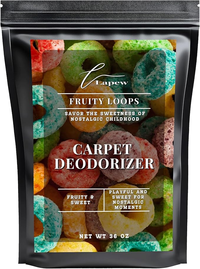 Lapew Fruity Loops Carpet Deodorizer Powder - Pet Safe Freshener for Vacuuming | Scented Odor Eliminator for Home | 36 oz
