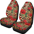 Leopard Print Rose Car Front Seat Covers Set of 2 Piece Auto Seats Protectors Anti-Scratch Seat Covers Universal Fit Most Vehicles