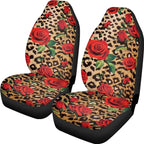 Leopard Print Rose Car Front Seat Covers Set of 2 Piece Auto Seats Protectors Anti-Scratch Seat Covers Universal Fit Most Vehicles