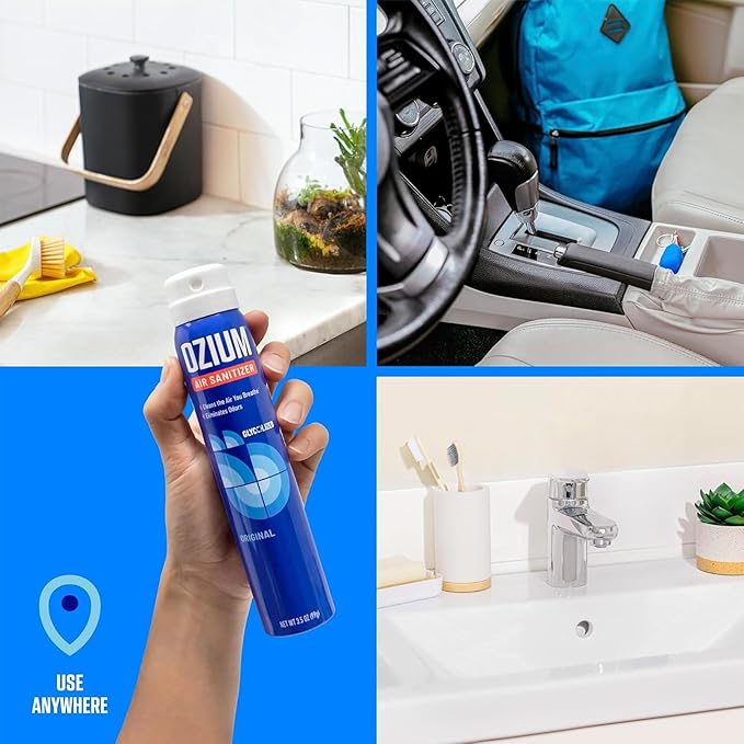 Ozium 3.5 Oz. Air Sanitizer & Odor Eliminator for Homes, Cars, Offices and More, Vanilla Scent, 4 Pack