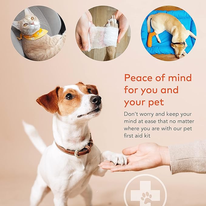 Dog First Aid Kit - Pet Emergency Kit - Water Resistant High Visibility Reflective First Aid Pouch Dog Camping Essentials for Hiking, Backpacking, Sports, Hunting