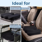 5 STARS UNITED Seat Cushion - Memory Foam Chair Cushion for Tailbone Pain Relief - Ergonomic Support for Coccyx, Sciatica & Butt - Office, Desk & Gaming Chair, Car Seat, Wheelchair, Airplane, D Gray