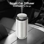 Waterless Essential Oil Diffuser Starter Kit with 4 x 10mL Fragrance Scent Oil, Smart Auto On/Off Car Diffuser Air Freshener, 1/8/24H Timer& 2 Mist Levels Scent Diffuser for Car(Sliver)