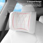 Car Headrest Leather Memory Foam Neck Pillow for Driving with Leather Soft Comfortable Seat Head Pillow Cushion / Car Neck Pillow SUV Sedan Relieving Neck Stiffness Seat Neck Support Pillow White 2PC