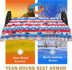 YOKYHOM American Flag Golf Cart Seat Covers for 2/4-Seater, Patriotic USA Seat Towel Blanket Keeps Seats Cool & Clean for Summer, Microfiber Fits EZGO, Club Car, Yamaha, 51"x31"