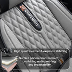Car Seat Cover Set, Black and Gray, Automotive Interior Accessories, with Lumbar Support, Premium Nappa Leather, Waterproof, Protects and Upgrades Your Car Interior, Fits Most Vehicles