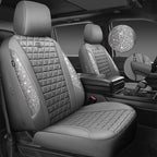 CAR PASS Bling Diamond Gray Leather Car Seat Covers Full Sets Interior Sets, Waterproof Shining Glitter Sparkly Crystal Universal Armrest Fit for Automotive Truck SUV Cute Women Girl, Gray Rhinestone