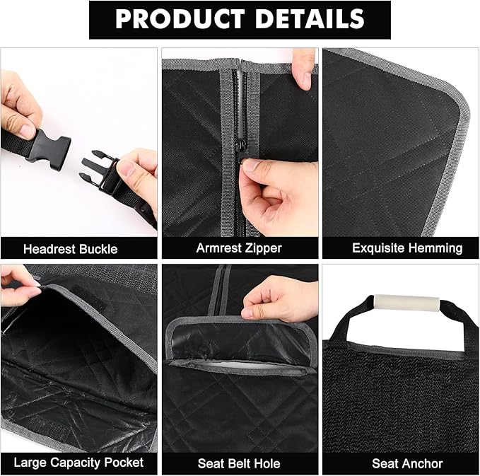 sportuli Dog Car Seat Cover Replce for Toyota Tacoma/Ford Ranger/Chevy Colorado, 600D Oxford Cloth Heavy Duty Waterproof Non Slip Pet Truck Back Bench Seat Cover, Fit for All Mid-Size Trucks