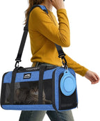 Pet Carrier Airline Approved, Soft Sided Cat Carrier for Small Pets up to 13 lbs, TSA Approved Dog Travel Bag with Foldable Bowl, Portable Soft Sided Pet Carrier for Kittens and Puppies