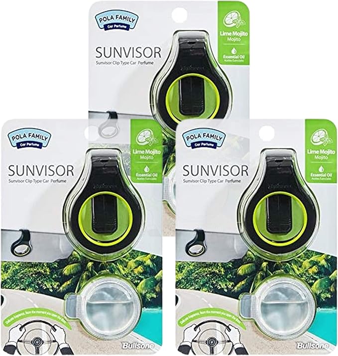 Bullsone Pola Family Natural Car Air Freshener, Luxury Car Perfume, Sun Visor Type (3 Pack) (Lime Mojito)
