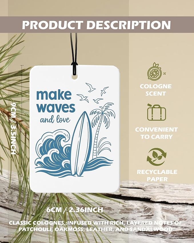 Blue Beach Cocktail Cologne Car Air Freshener 4 Pcs, Preppy Coastal Beachy Hanging Air Freshener for Cars Bathroom Dorm Books Decor, Preppy Beach Accessories Gifts for Women Girls