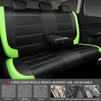 CAR PASS Luminous Green Leather seat Covers Universal Sport car seat Cover, 5mm Composite Sponge Inside, Airbag Compatible fits Most Cars, SUVs,Trucks,Vans (Full Set,Black with Green)