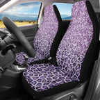 Gradient Purple Leopard Print Car Seat Cover, Design Car Seat Covers Protector, Set of 2 for Front Seats