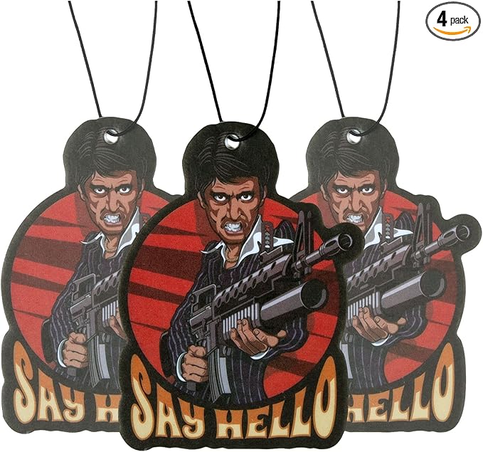 Fresh Fresheners Cute Funny Car Air Fresheners 4 Pack Scented with Premium Oils (Scarface)